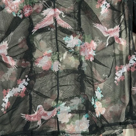 NWT Blouse Hippy Laundry black pink sheer ruched medium flamingo - Picture 8 of 8